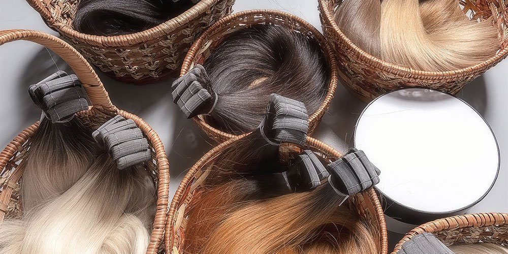 Présentation d'extensions de cheveux pré-collées, prêtes à l'emploi en salon.